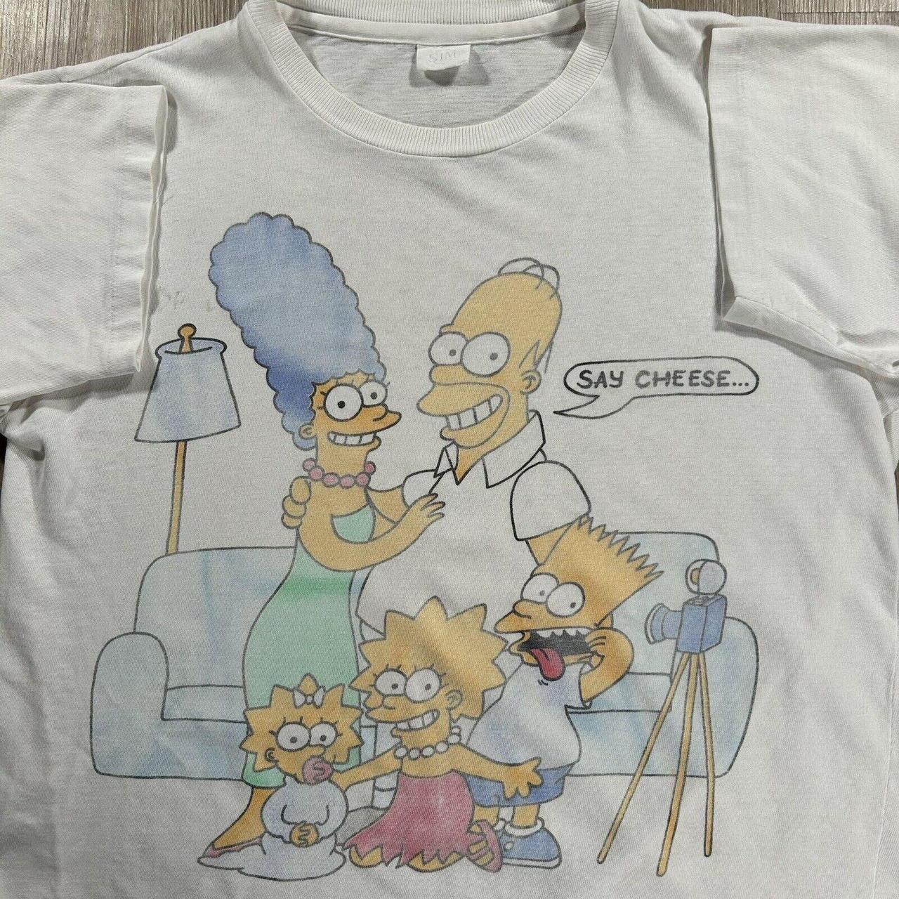 Vintage The Simpsons Say Cheese T-Shirt Men Medium... - Depop