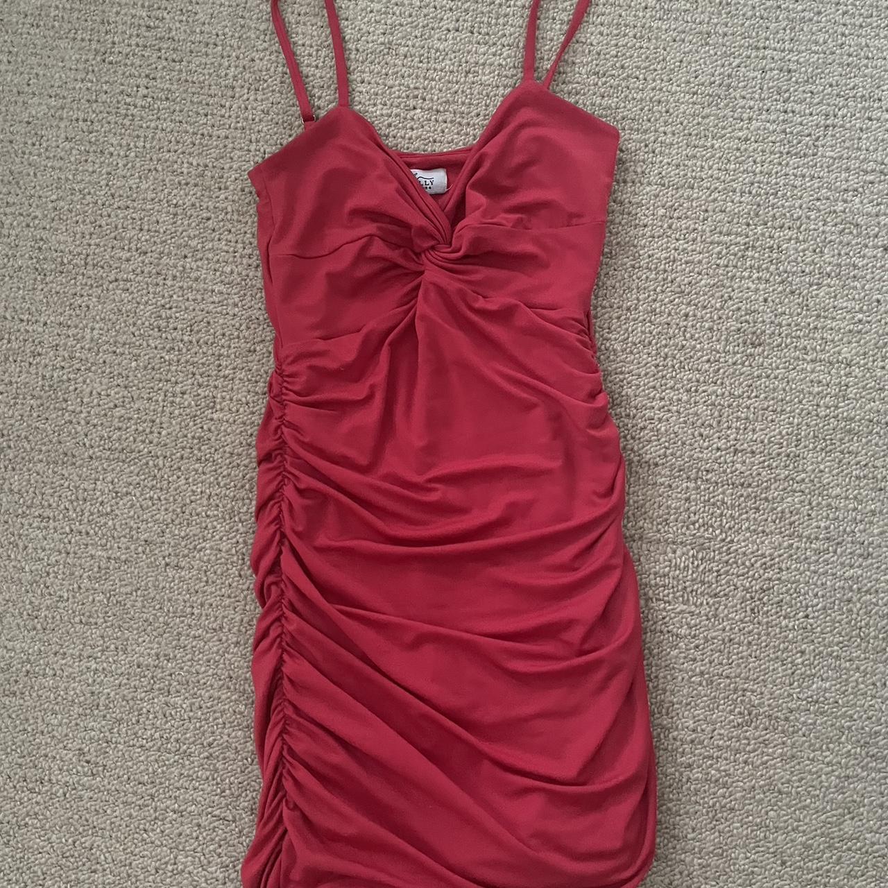 Oh Polly red ruched Bodycon dress Super... - Depop