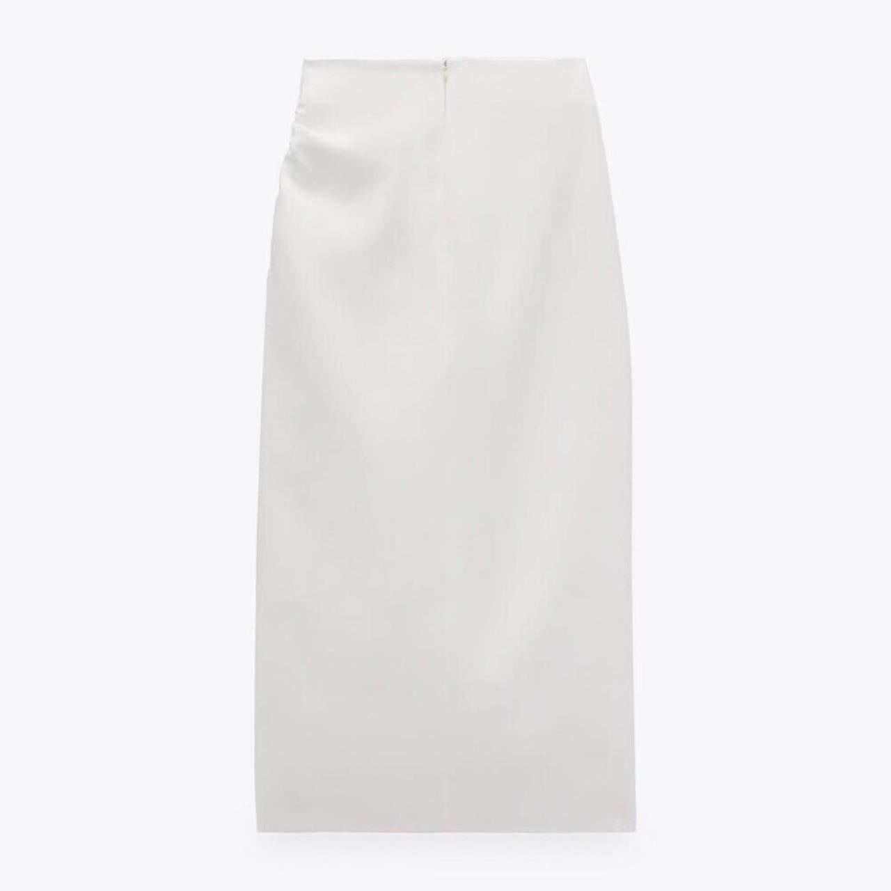Zara White Draped Pencil Skirt XL 8000 878 Depop