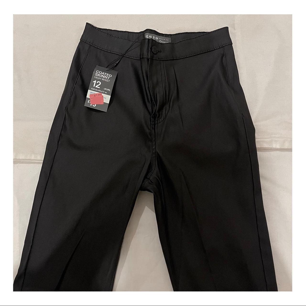 high waist leather trousers slits at the... - Depop