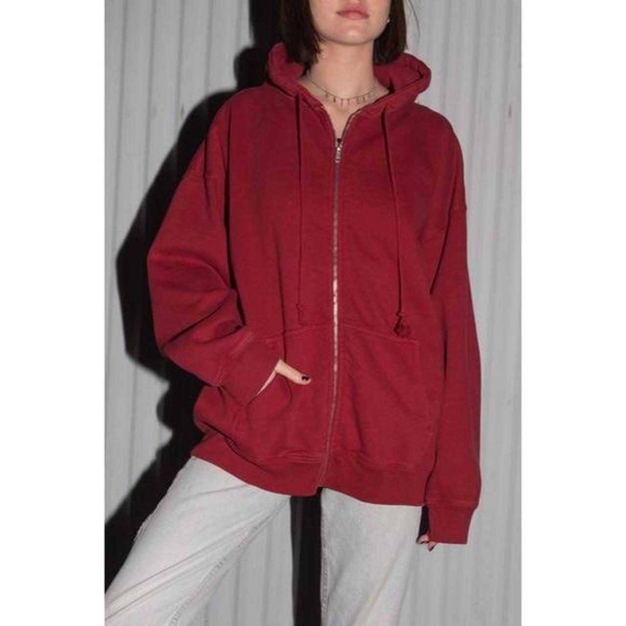 Brandy Melville Women's Hoodie Red Maroon Long Sleeve ONE SIZE Pullover