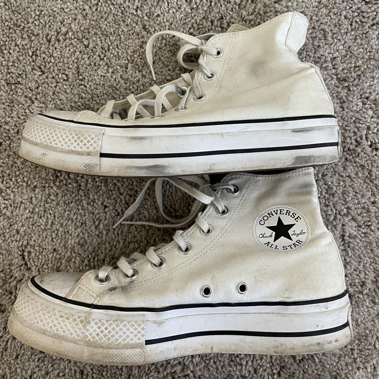 CONVERSE 🌟 womens platform white high top shoes,... - Depop