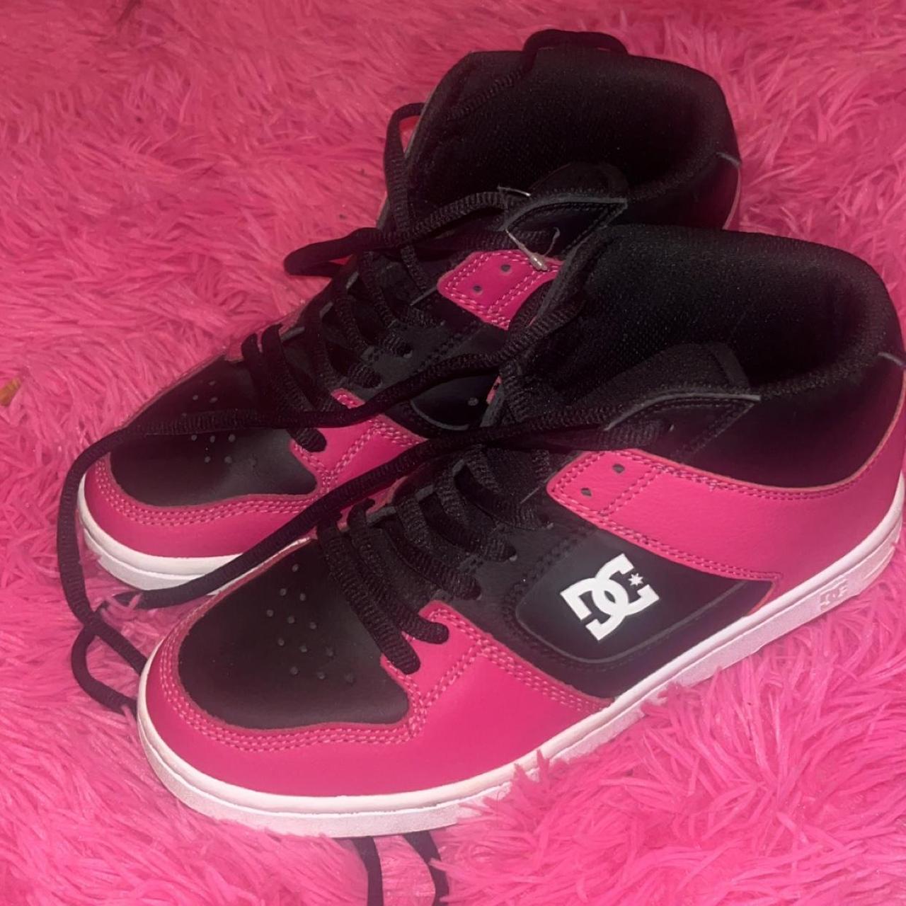 Dc scenecore pink and black & white shoes Womens sz... - Depop