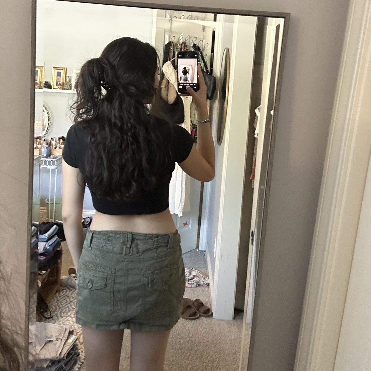 garage cargo mini skirt size p/s • army green • low... Depop