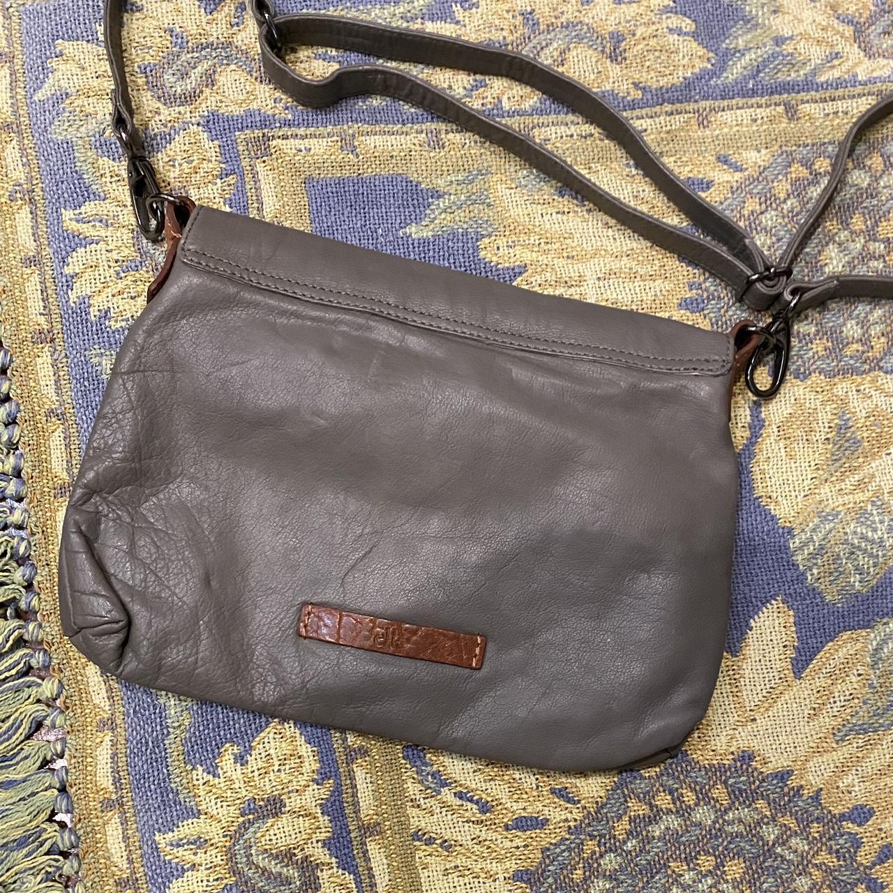 elk handbag, adjustable strap, leather, grey and... - Depop