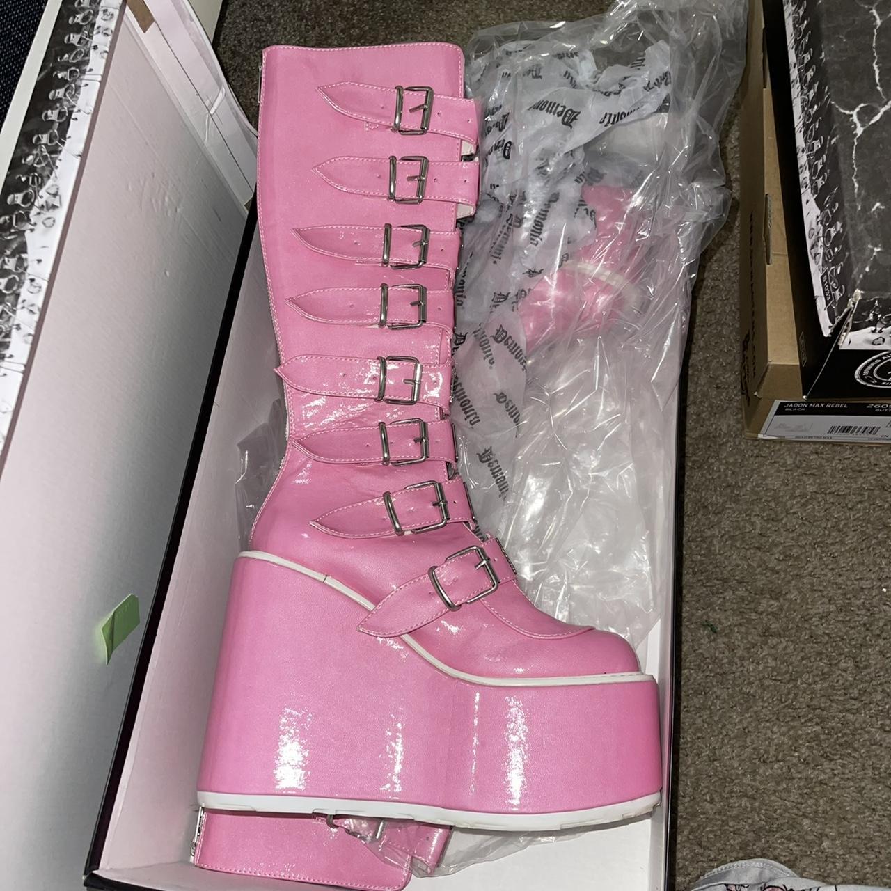 Dolls Kill X Demonia Trinity Boots Pink Has Been Depop