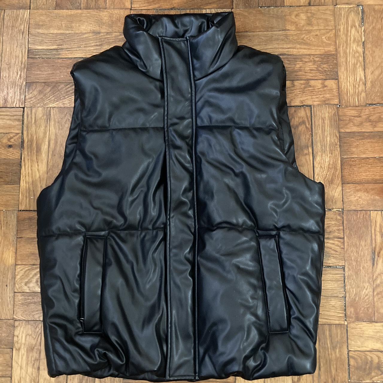 Vintage luxury Leather Black puffer vest (PERFECT... - Depop