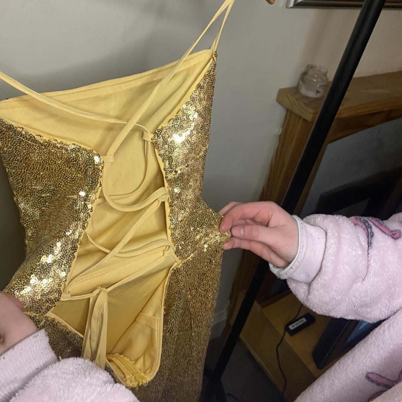 boohoo gold satin dress