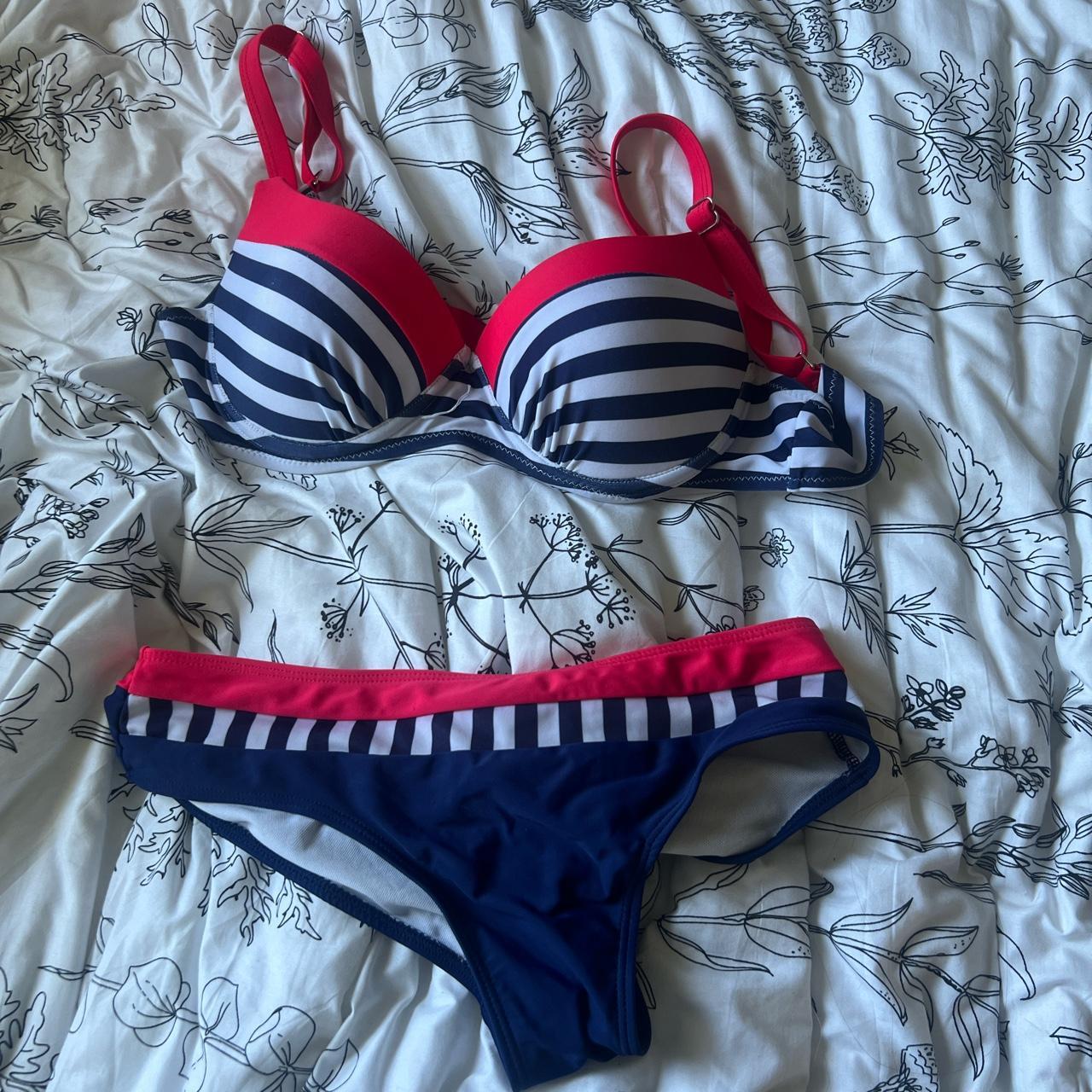 Red white and blue striped bikini deals