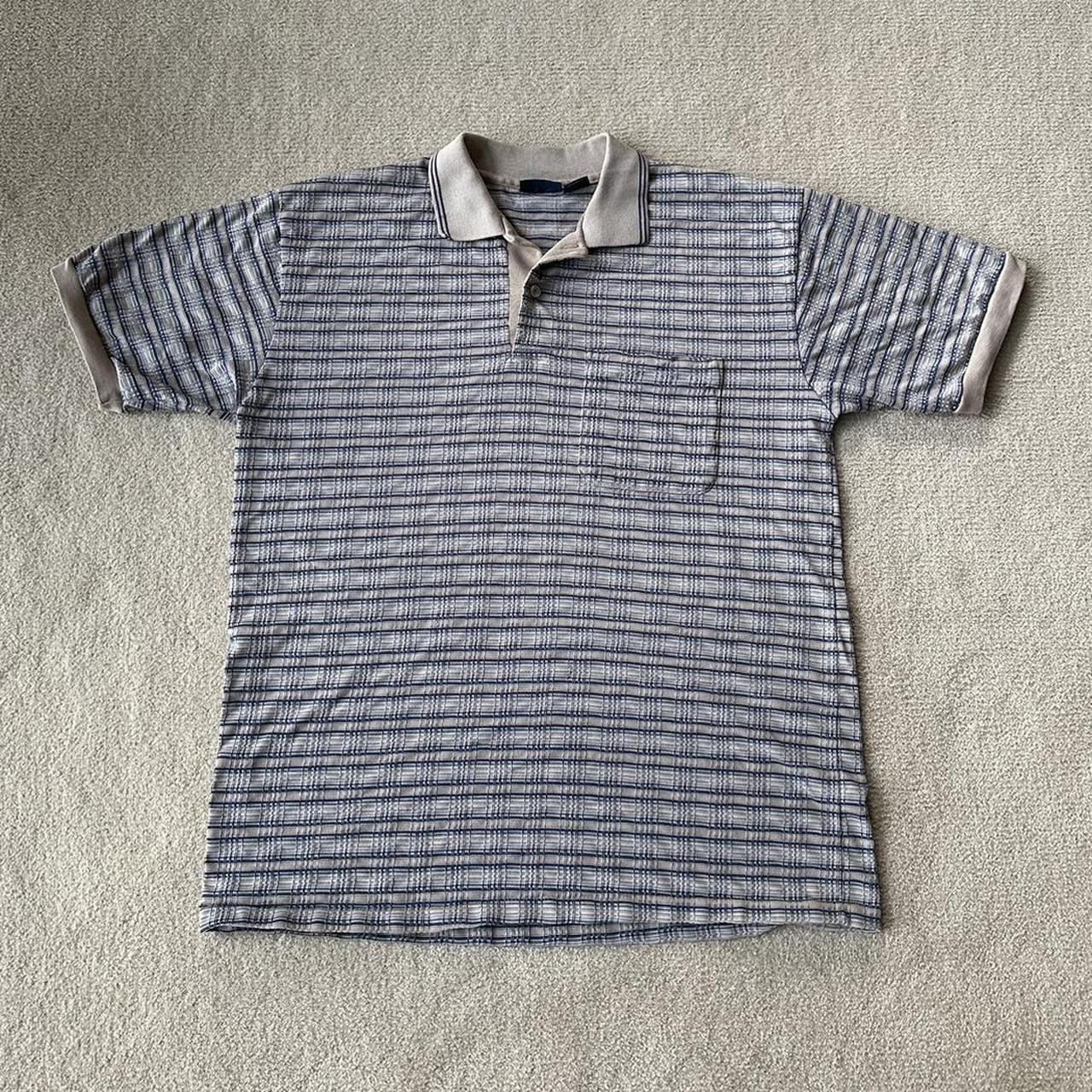 90s textured polo shirt 90s preppy dad style polo.... - Depop