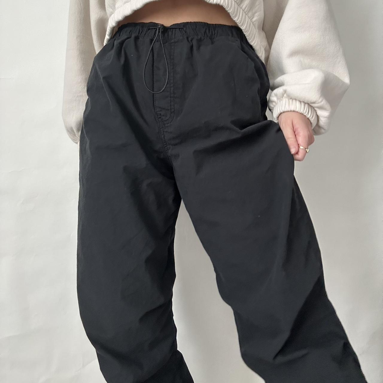 Zara black parachute pants 100% cotton labeled size... - Depop