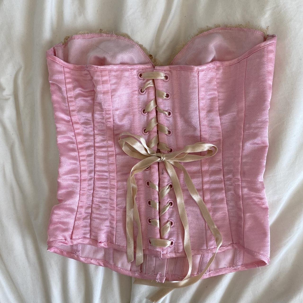 Womens Pink And Gold Corset Depop