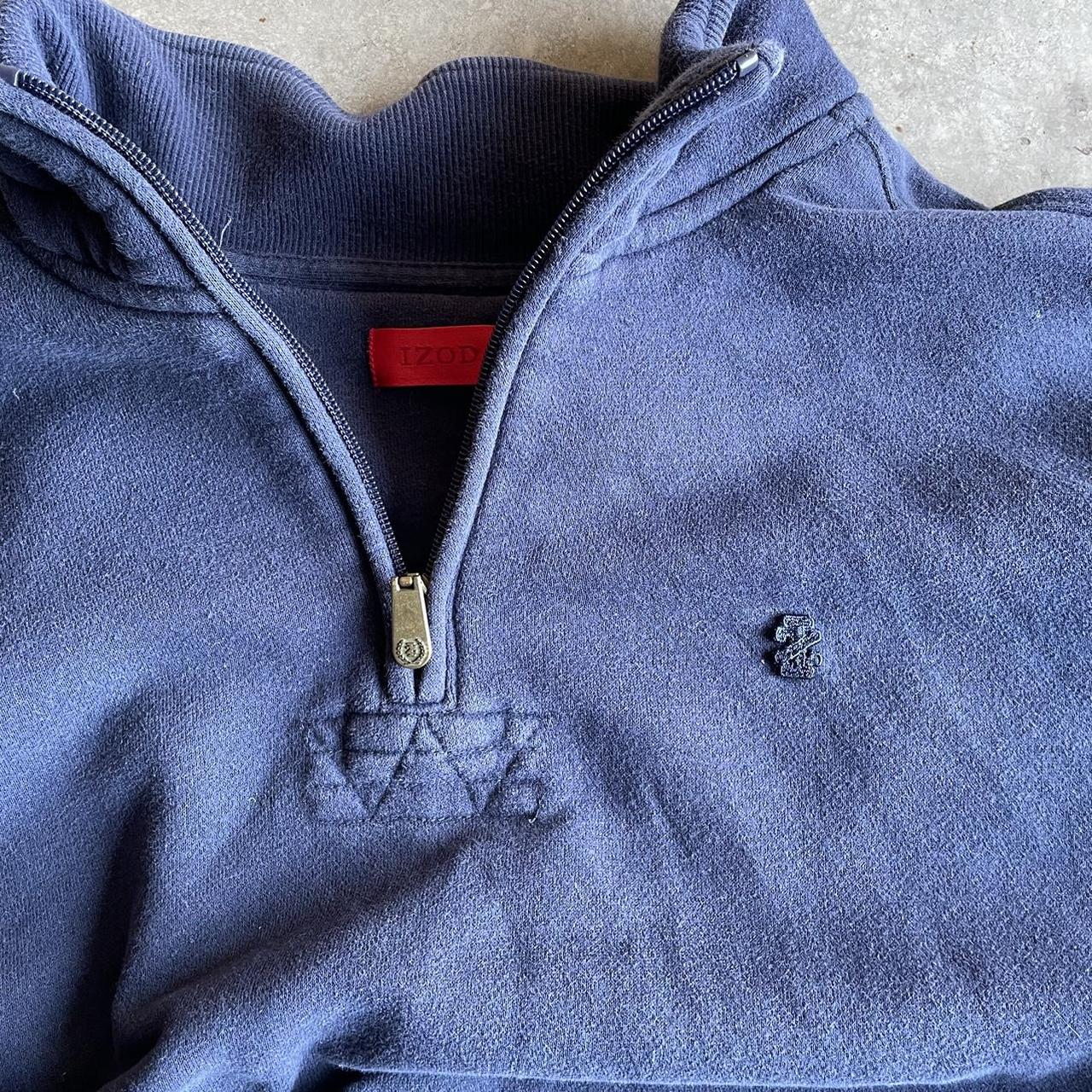 Izod quarter / 1/4 zip navy blue sweatshirt, no... - Depop