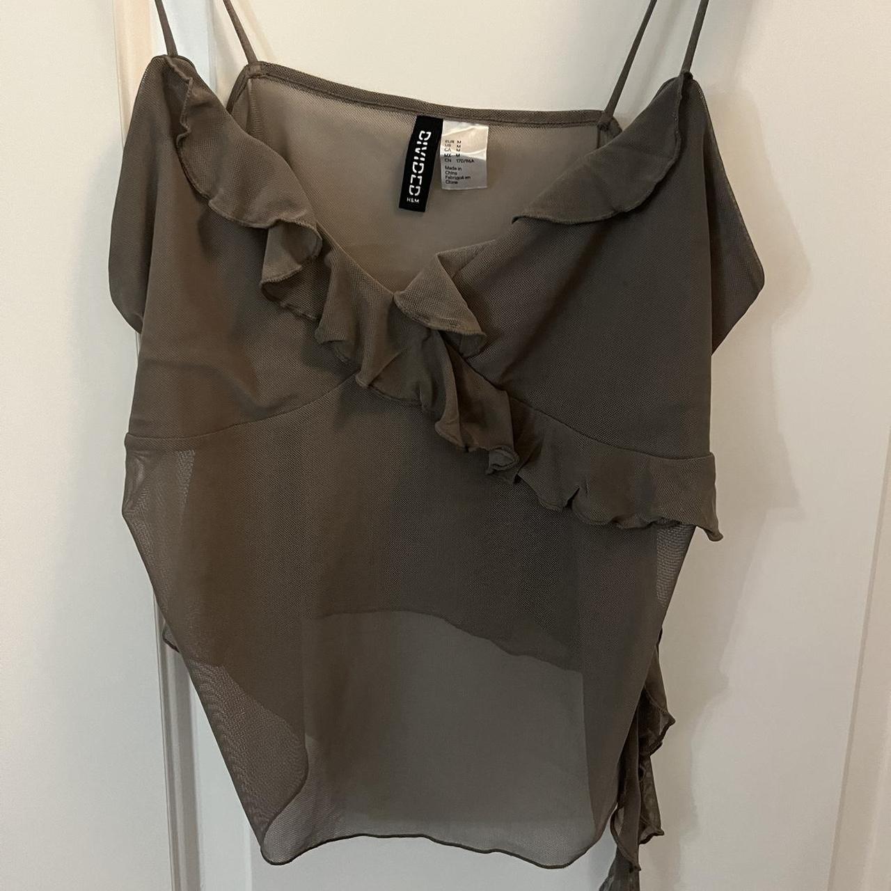 H&M grey sheer top super cute for parties or any fun... Depop