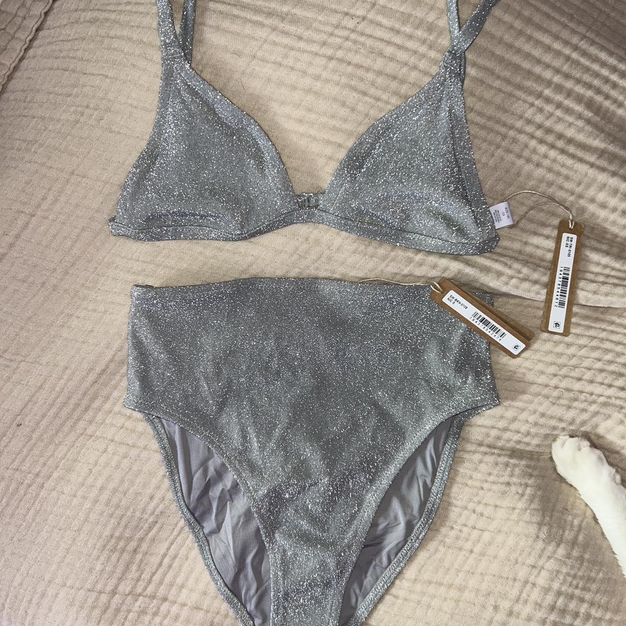 Skims Sparkly Silver Grey Swimsuit Bikini The Depop