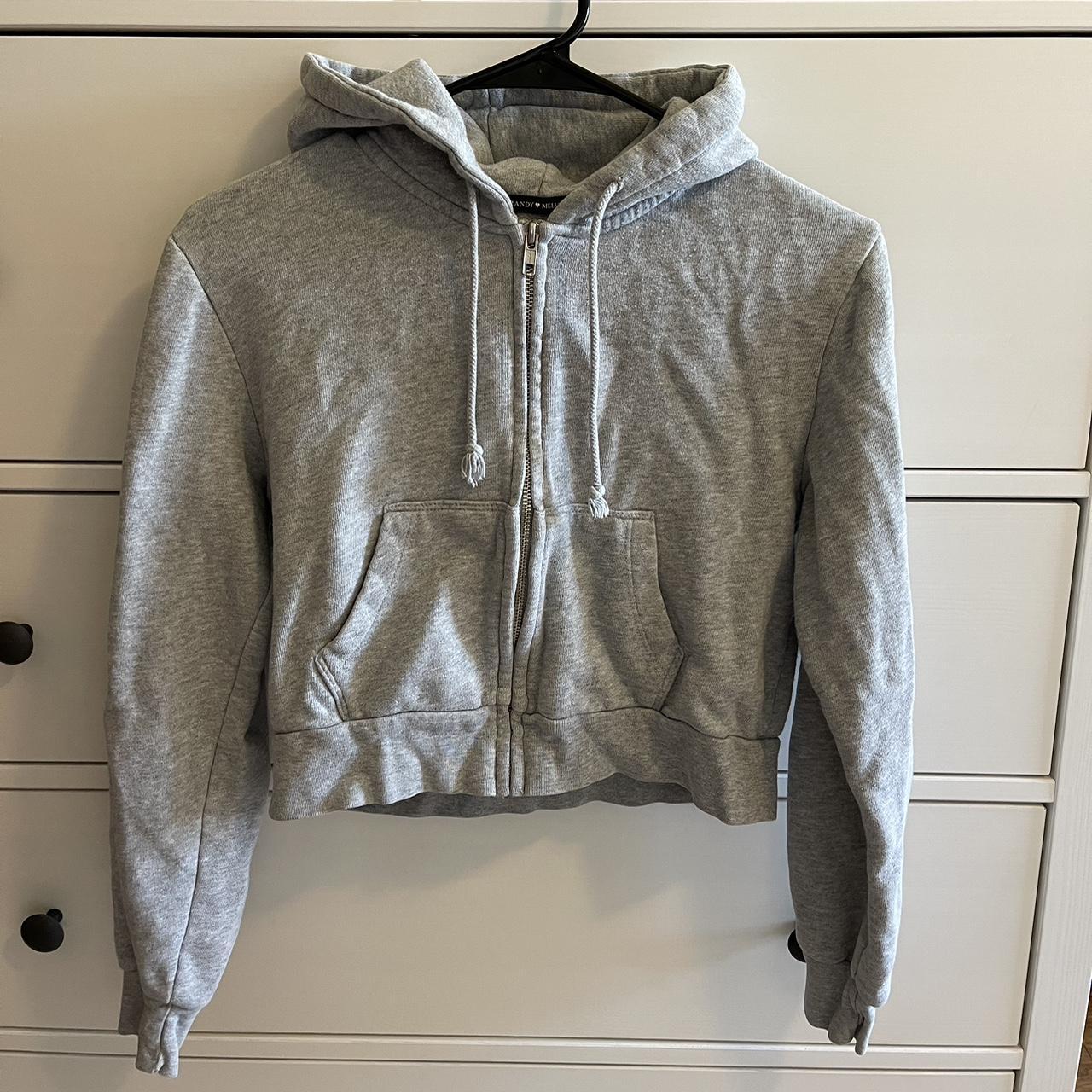 Brandy Melville cropped gray zip up Depop