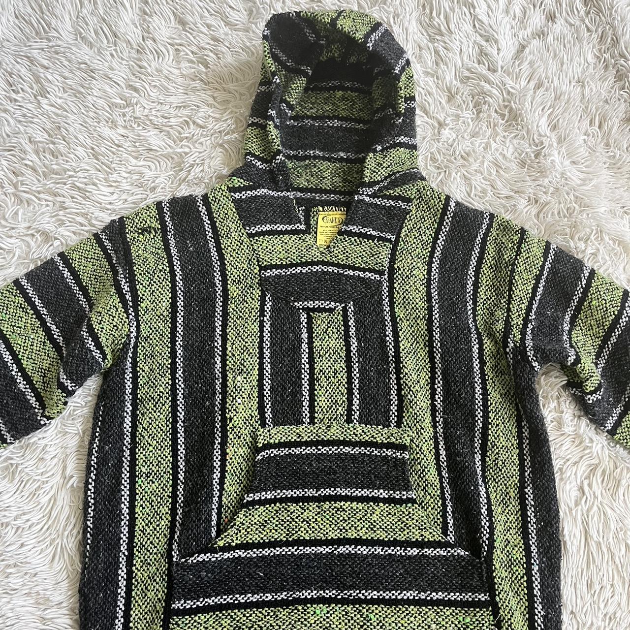 green & black striped hoodie made in Mexico - Depop