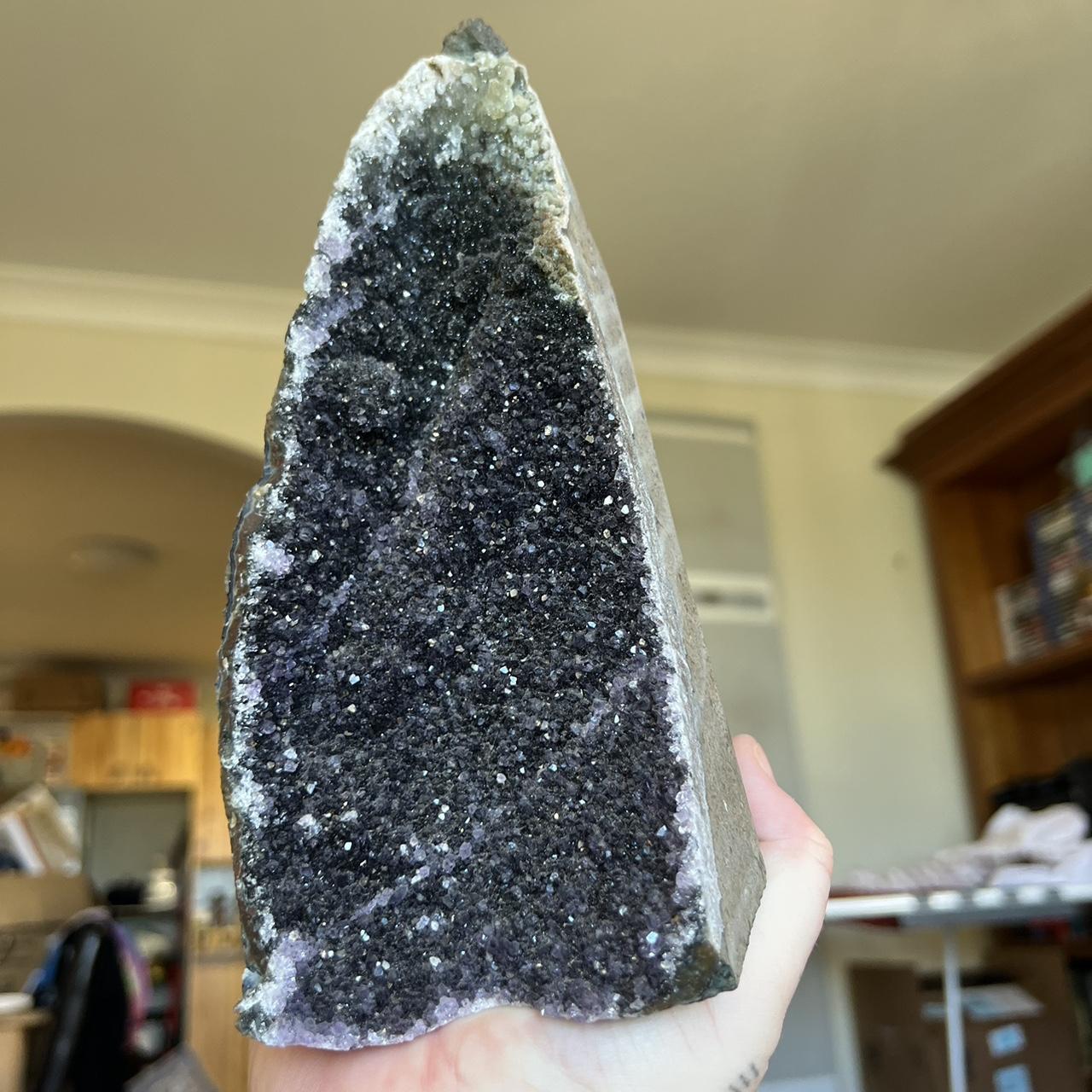 Large black amethyst cheapest cluster on stand