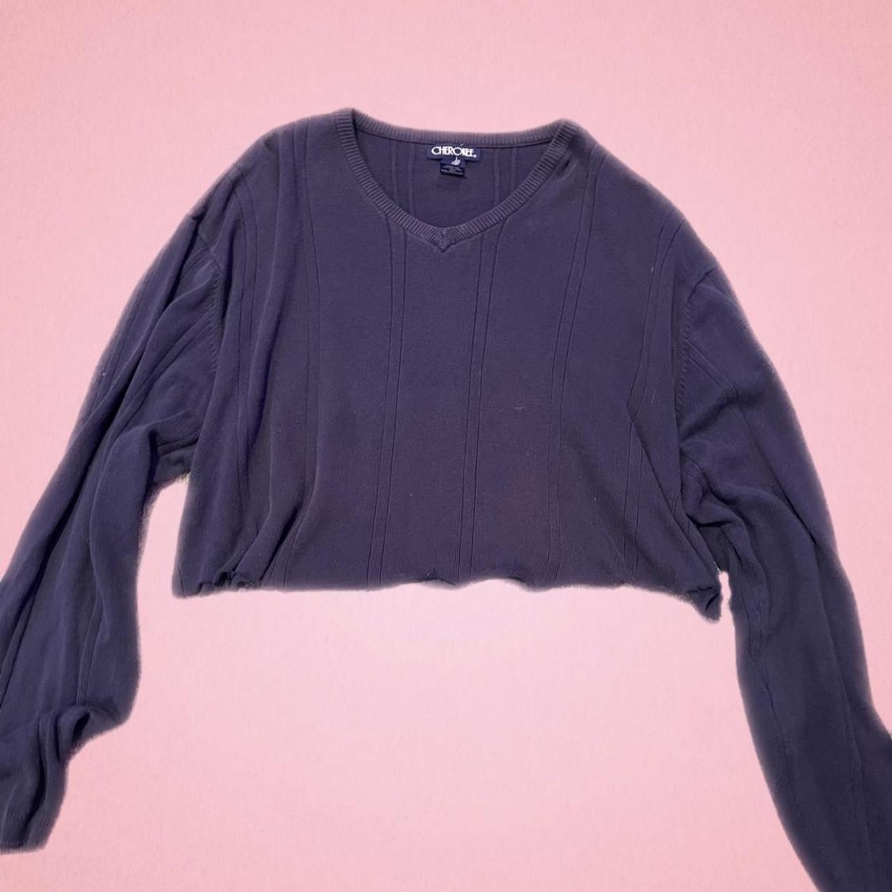 Cropped dark blue sweater, can be worn oversized... - Depop
