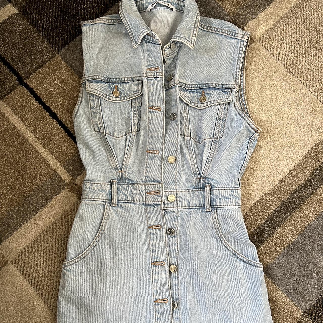 Womens Zara denim mini dress size XS - Depop