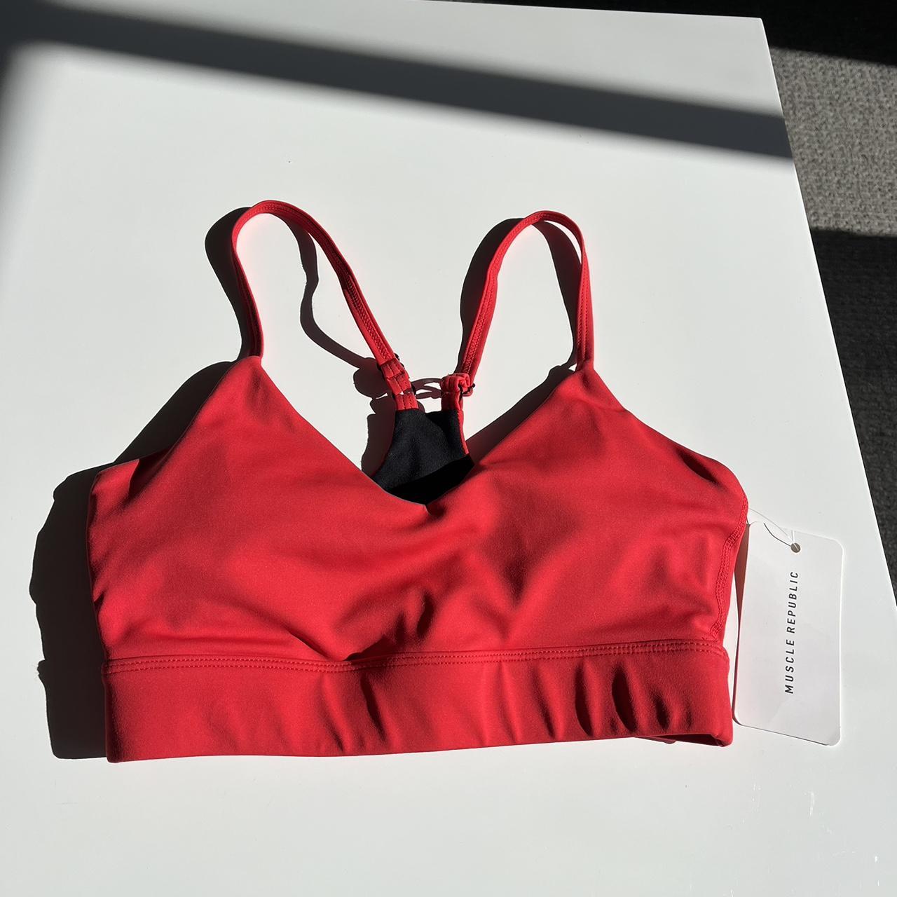 Muscle republic red sports bra with padding XS Brand... Depop