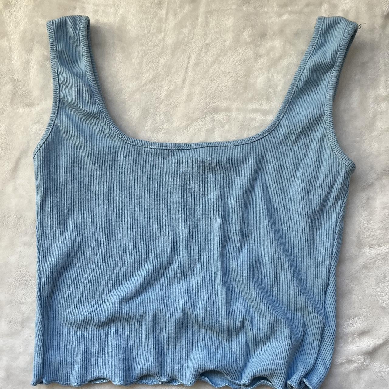 Medium baby blue cropped tank top Depop