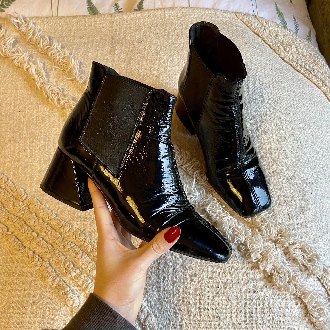 Black patent outlet boots topshop