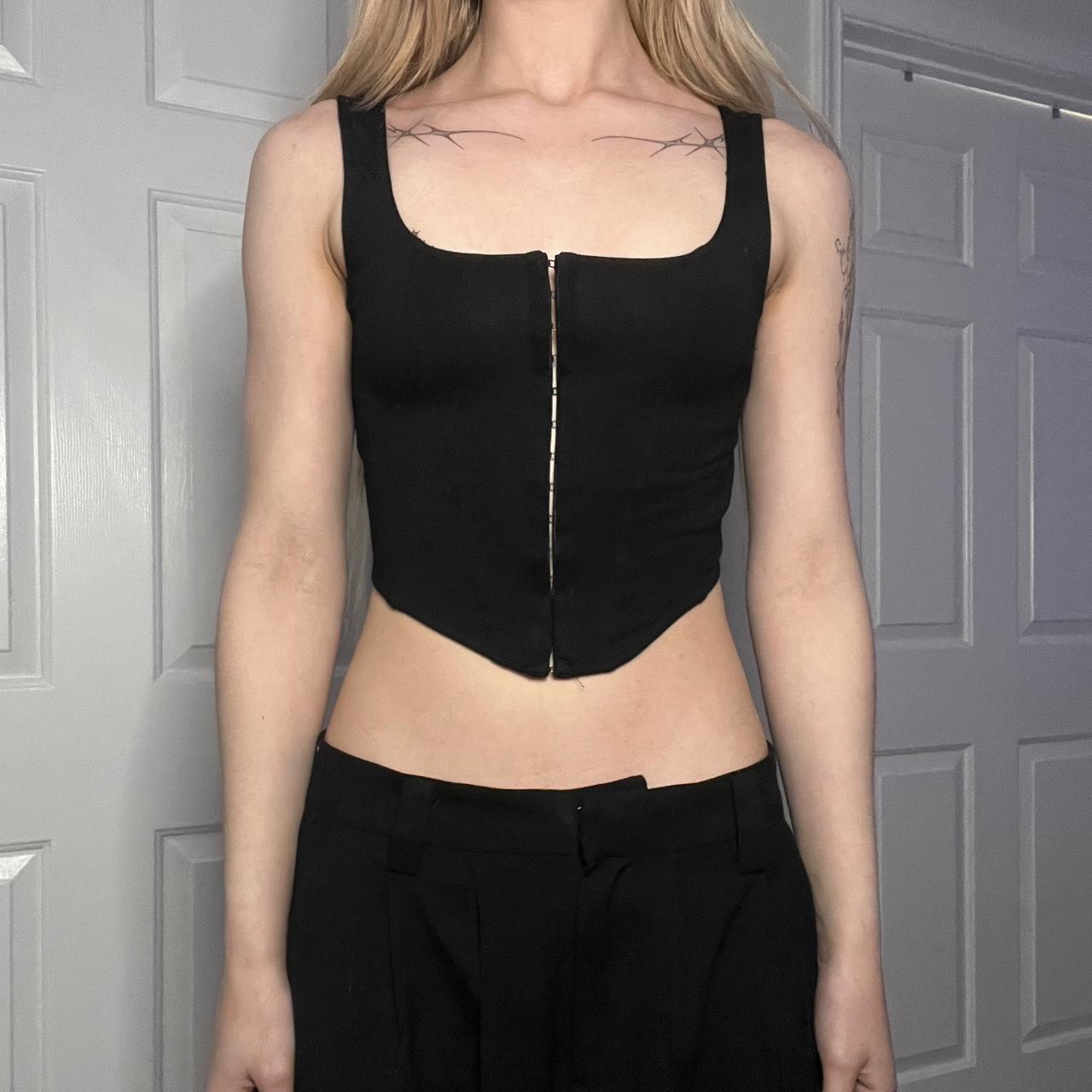 basic black corset crop top instant buy welcome... - Depop