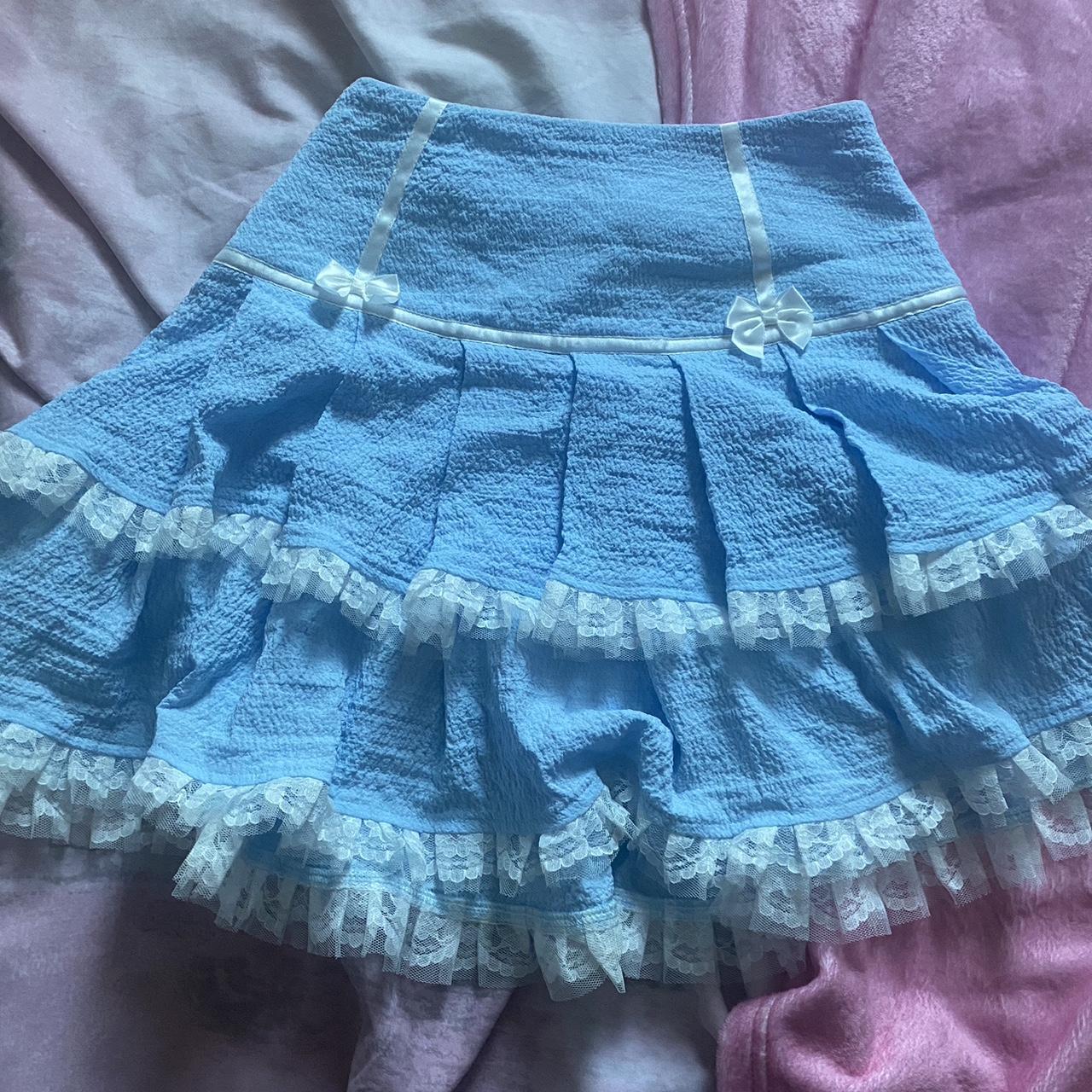 Coquette Blue Frilly skirt worn once for cosplay... - Depop