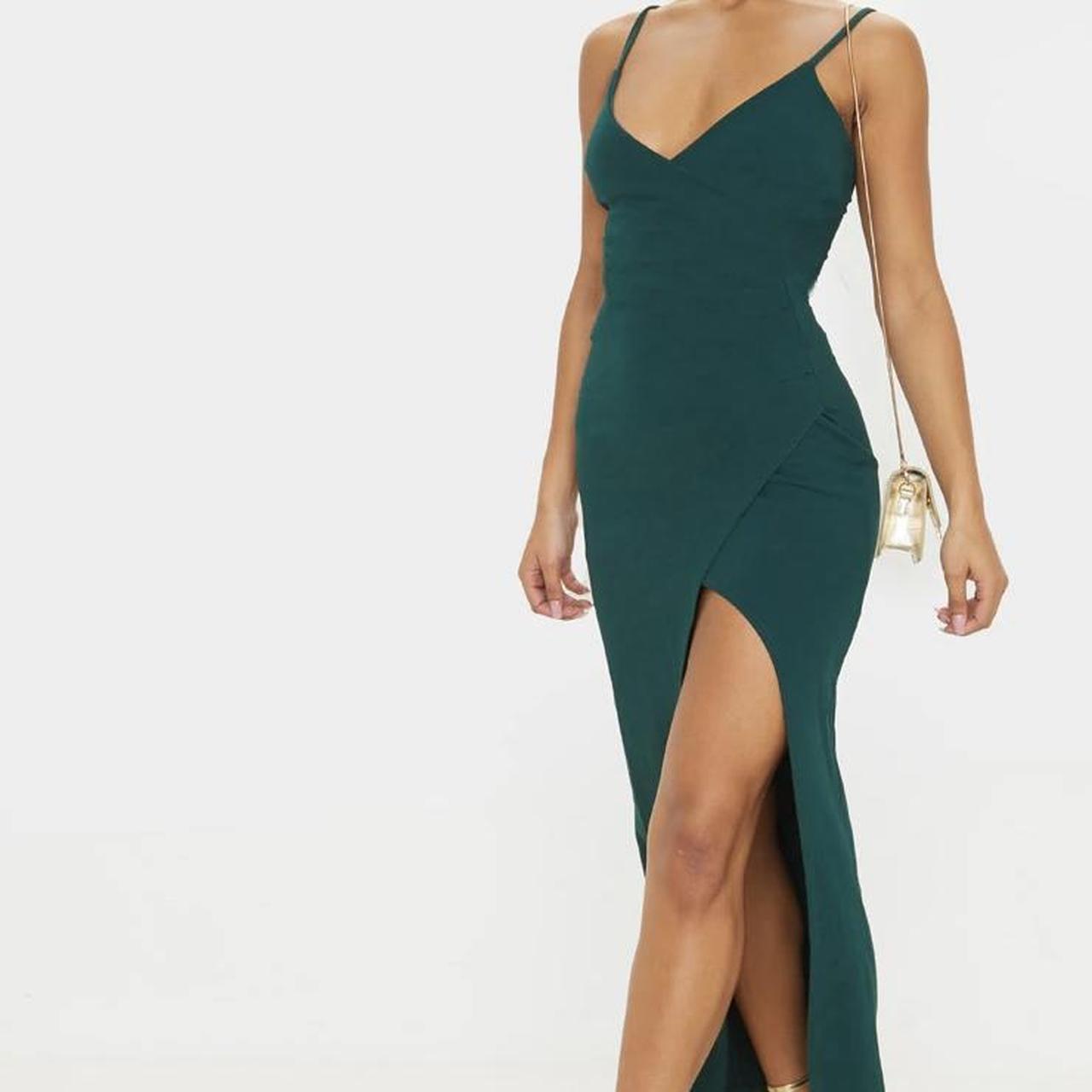 Emerald Green Wrap Front Crepe Maxi Dress 💚 Channel... - Depop
