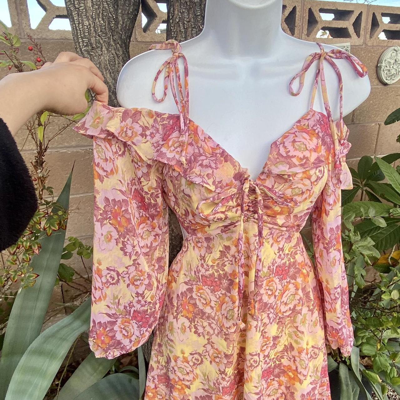 Women's Pink and Orange Dress Depop