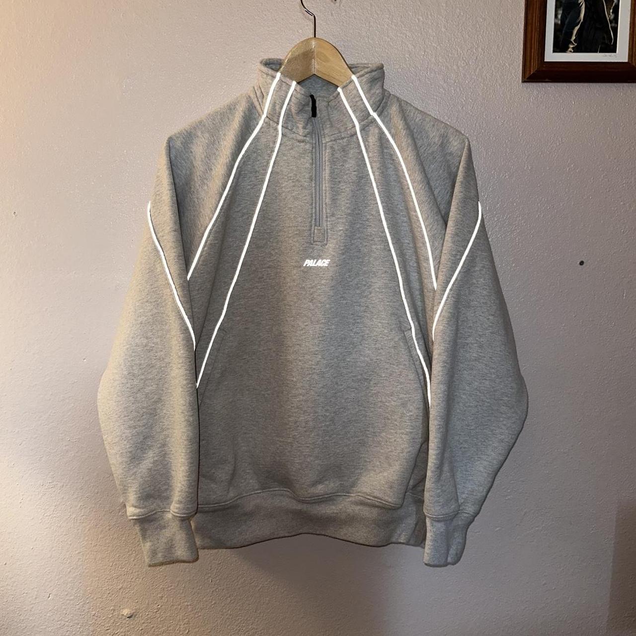 Palace Men's Sweatshirt - Grey - S – Grey reflective Palace half zip sweatshirt in …