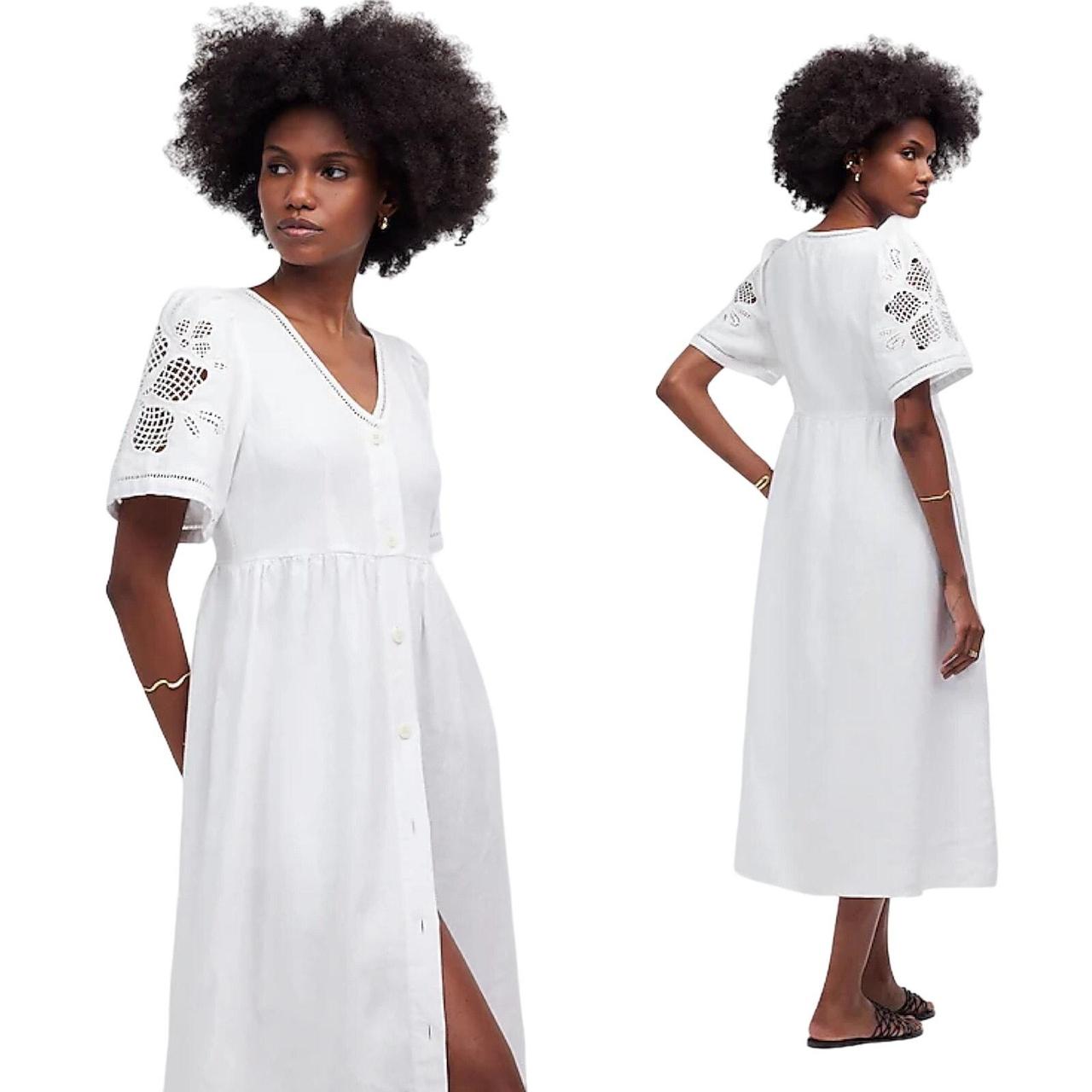 Button front midi dress white best sale