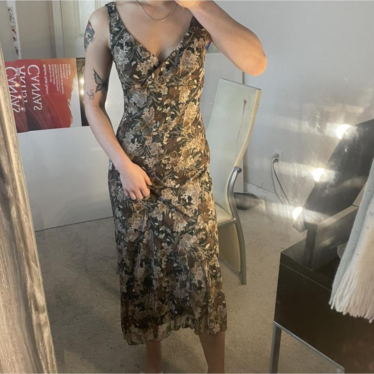 Women's Green and Yellow Dress Depop