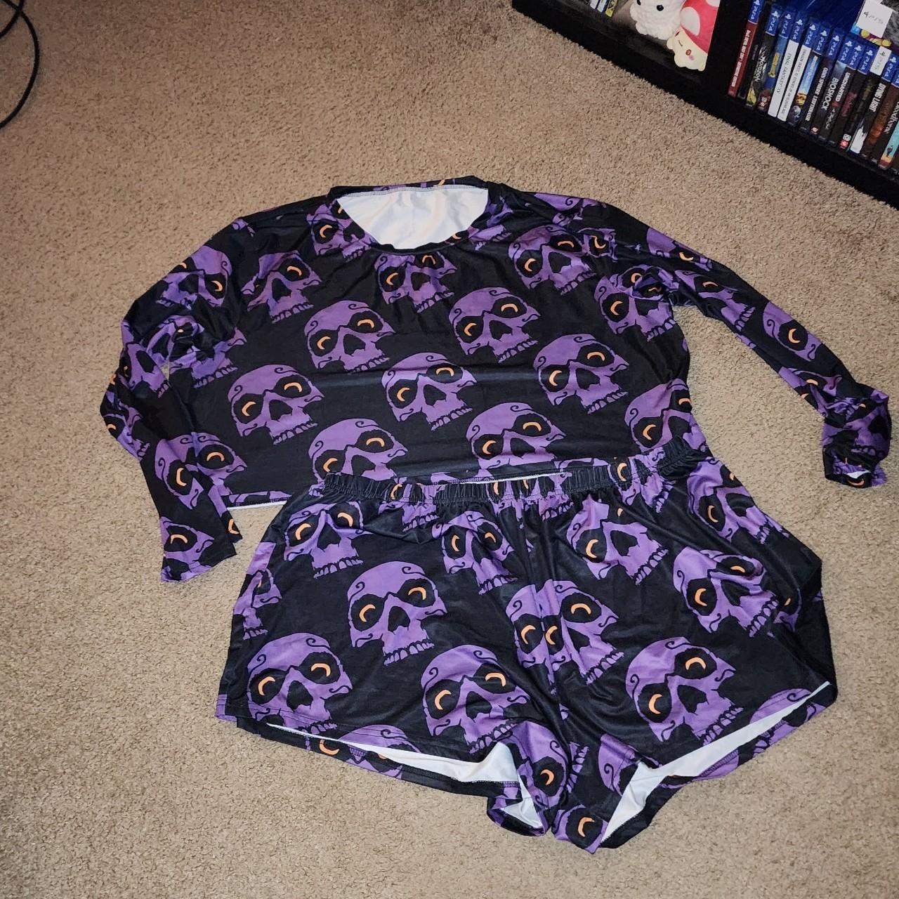 Skull pajama set, 5XL, Shein Curve. Purple skull... Depop