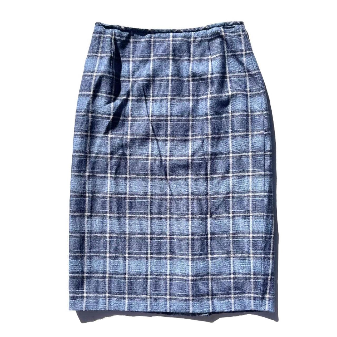 vintage y2k blue tartan plaid check midi skirt 🤍 no... - Depop