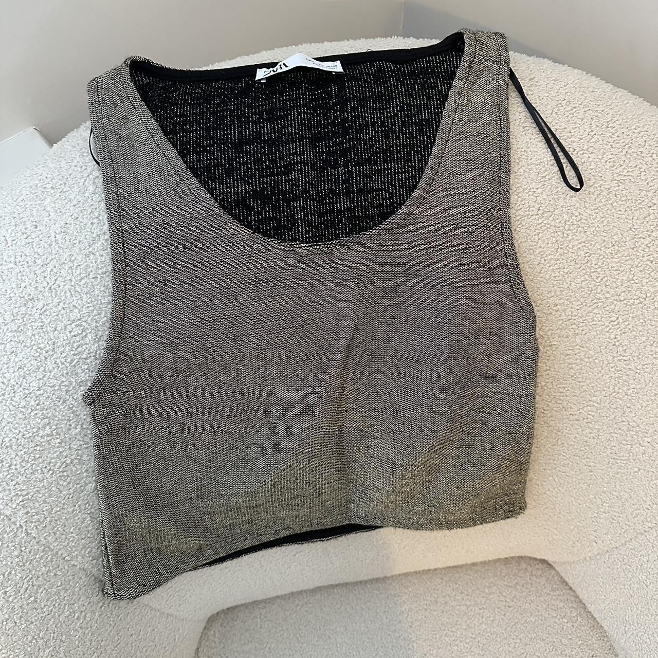 Zara Metallic Textured Cropped Top Size S Never been... - Depop