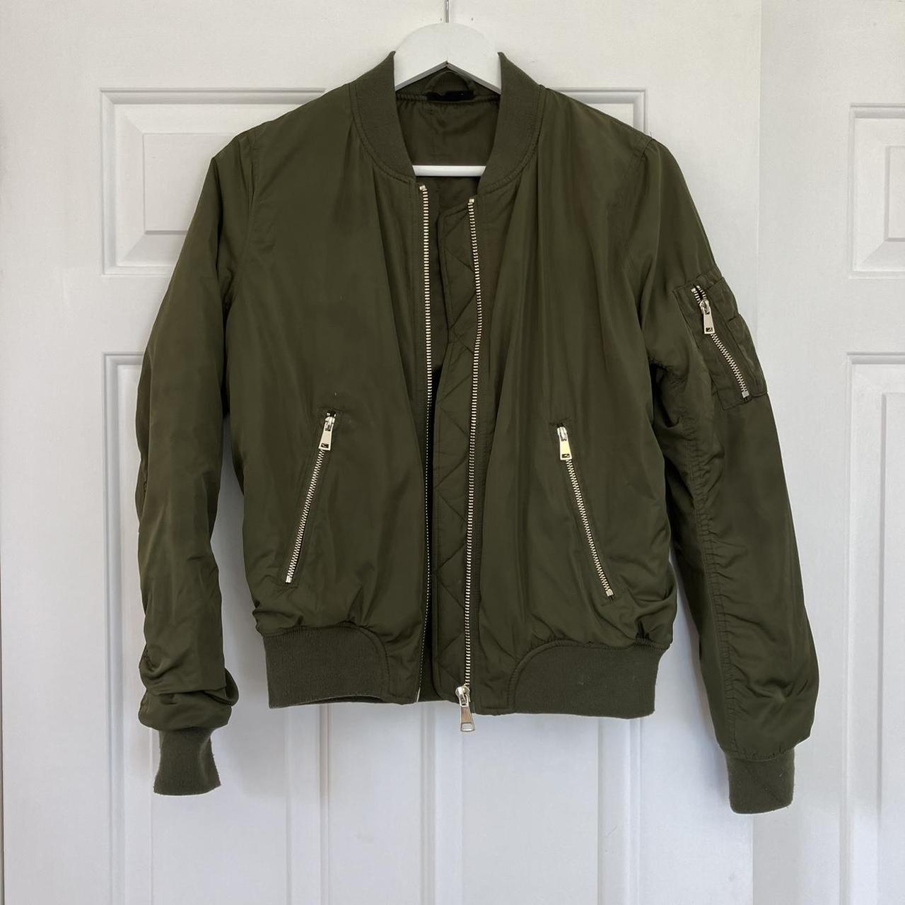 green bomber jacket Size 10 Work but still... Depop