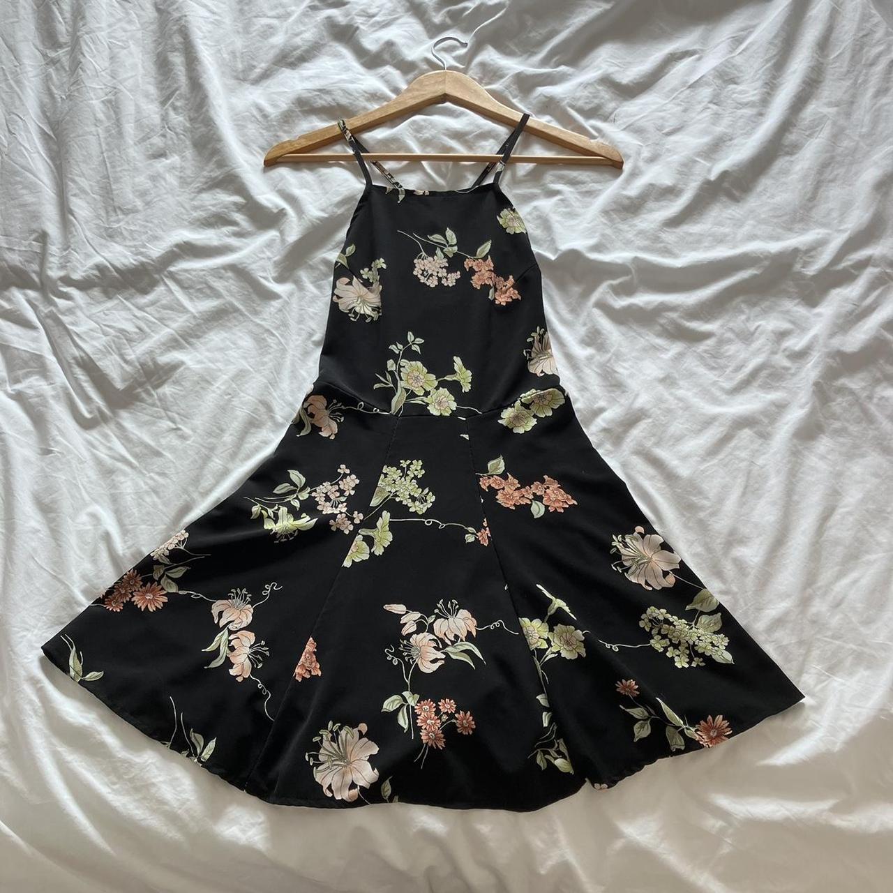 Brandy Melville black skater dress with high neck Depop