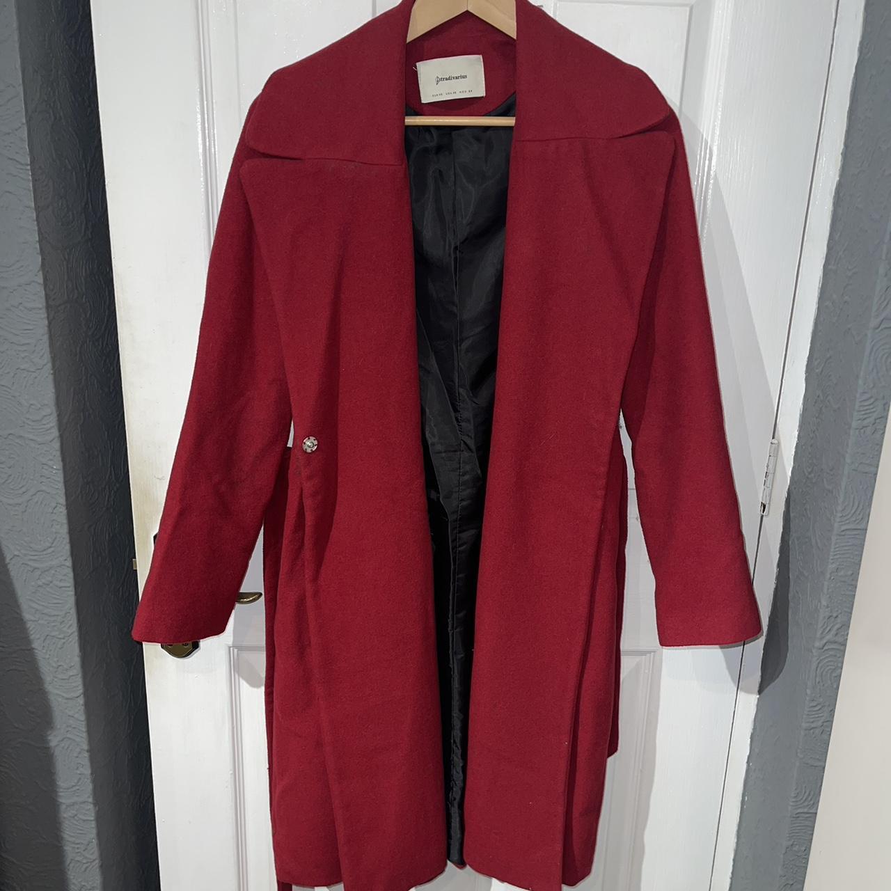 Red Stradivarius coat Depop