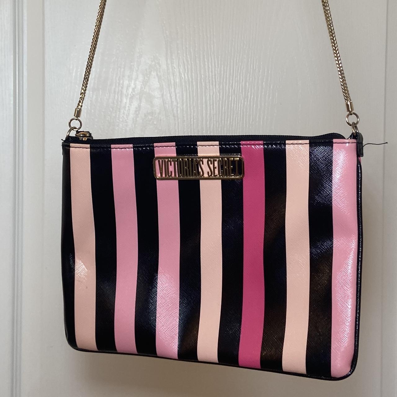 striped victoria secret makeup bag
