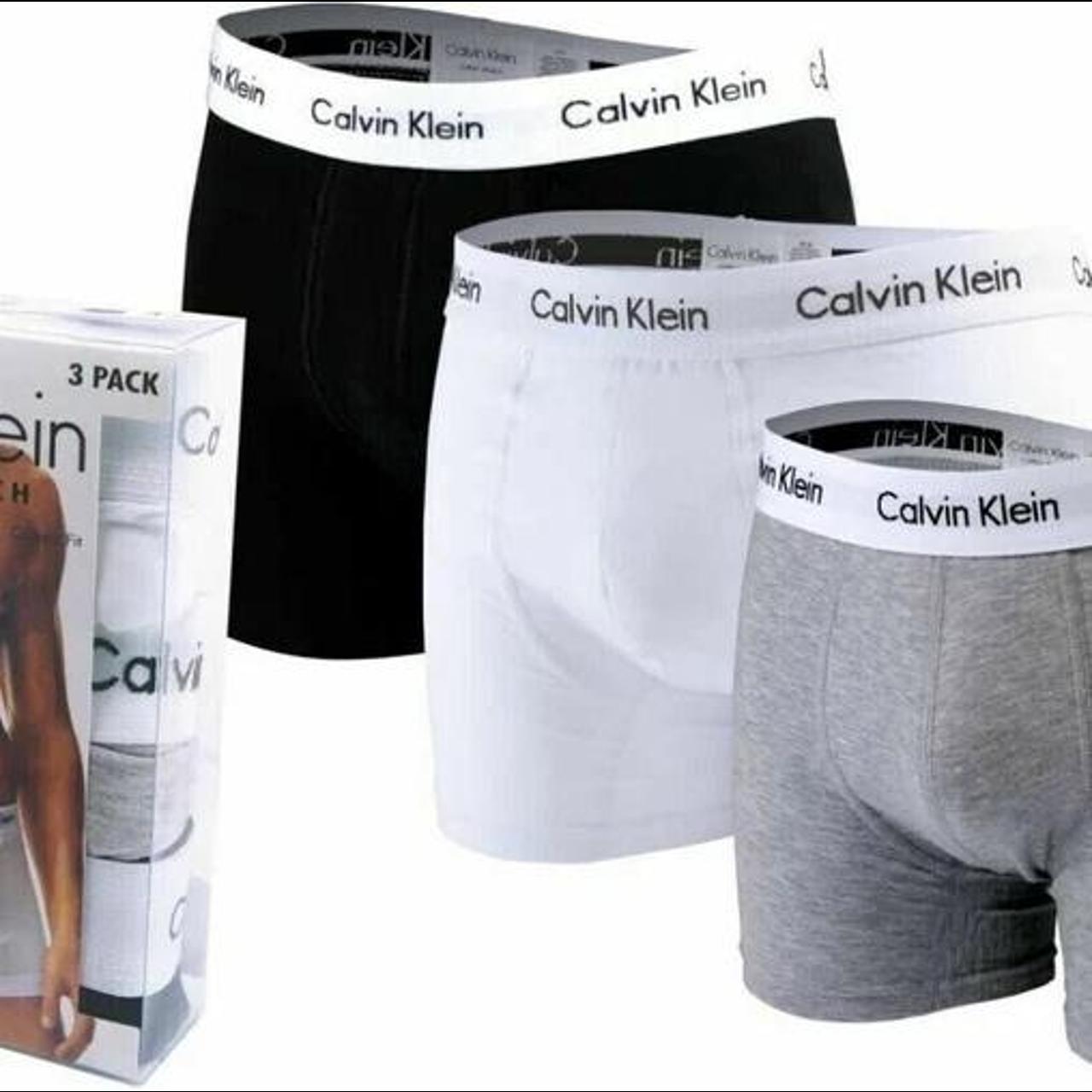Calvin Klein Men's White and Grey Boxersandbriefs Depop