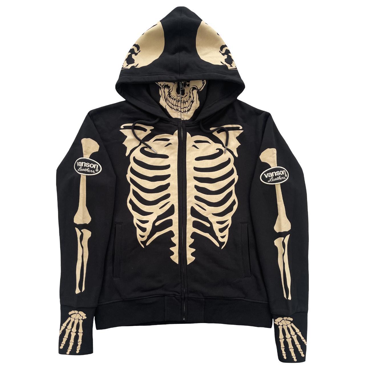 Vanson Leathers Skeleton Hoodie Thick high quality... - Depop