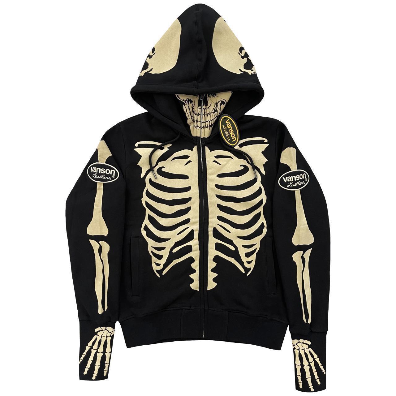 Vanson Leathers Skeleton Hoodie Brand new with... - Depop