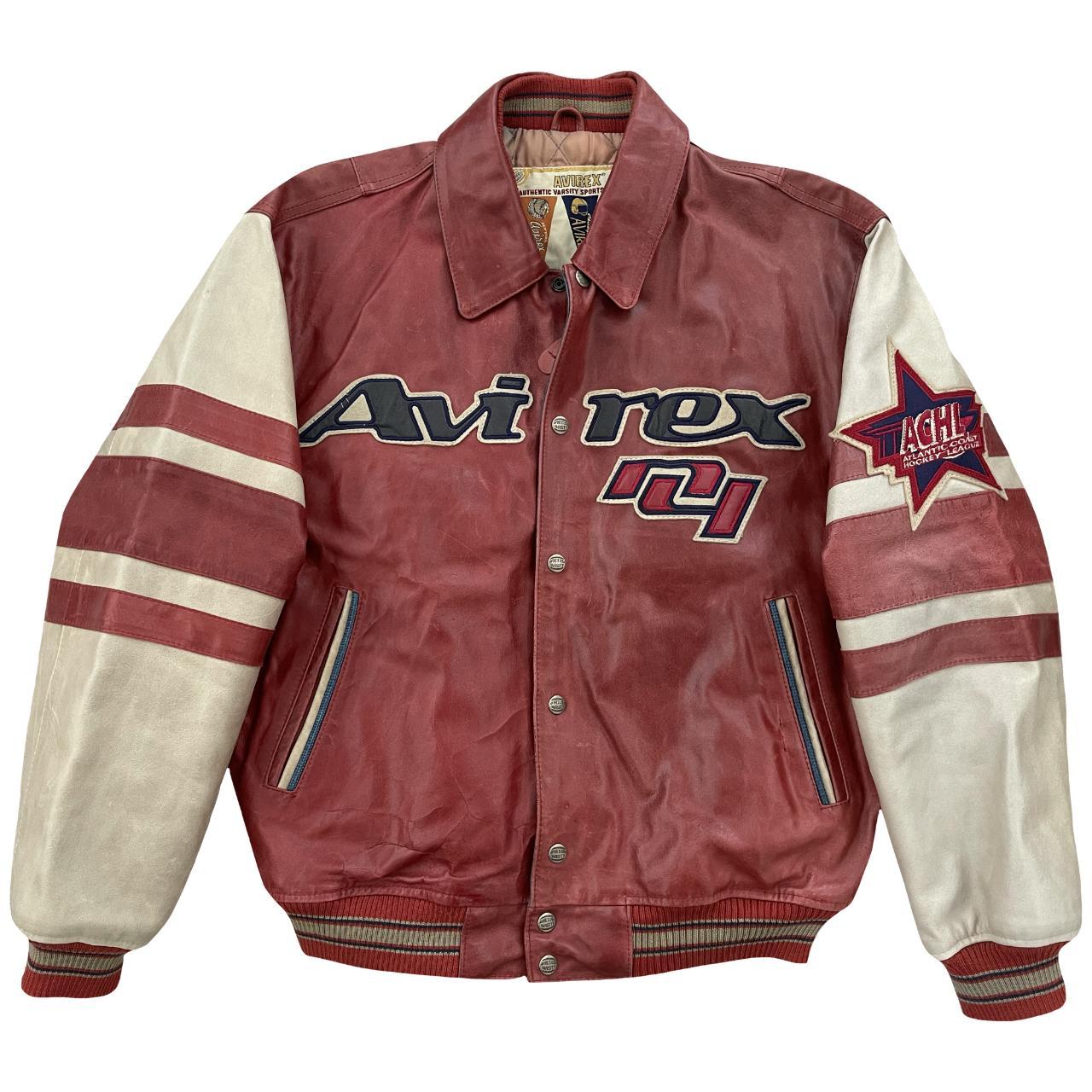 Avirex Leather Varsity Jacket Original 90's era... - Depop