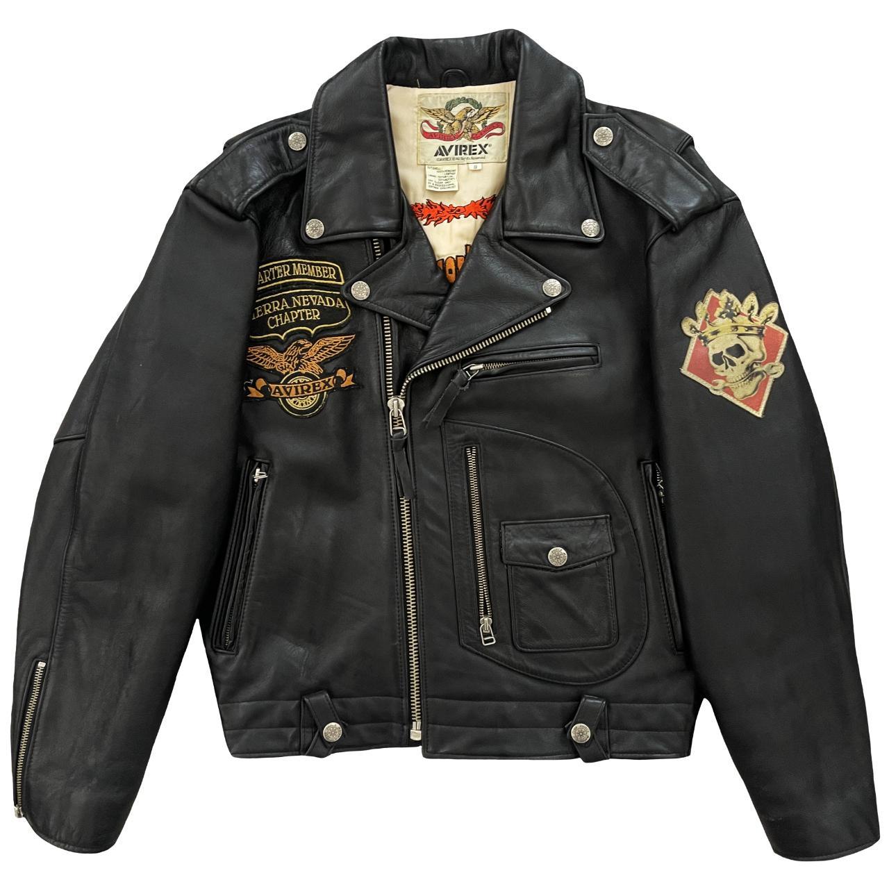 Avirex Leather Biker Jacket Avirex tattoo shop... - Depop