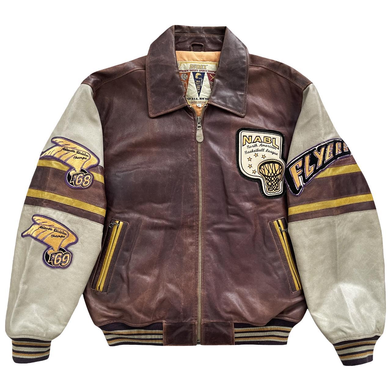☆ AVIREX FLYER'S LEATHER JACKET ☆ Avirex Flyers Leather Varsity Jacket 90's era | Depop