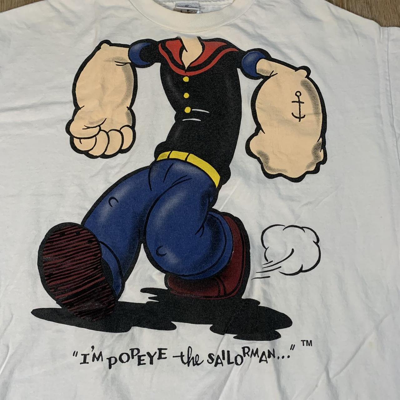 Vintage Y2K Funny Big Body Print Popeye Cartoon... - Depop