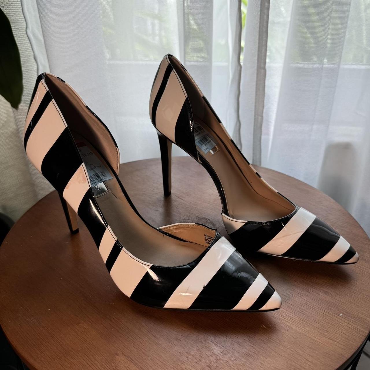 Black and white striped heels heels Depop