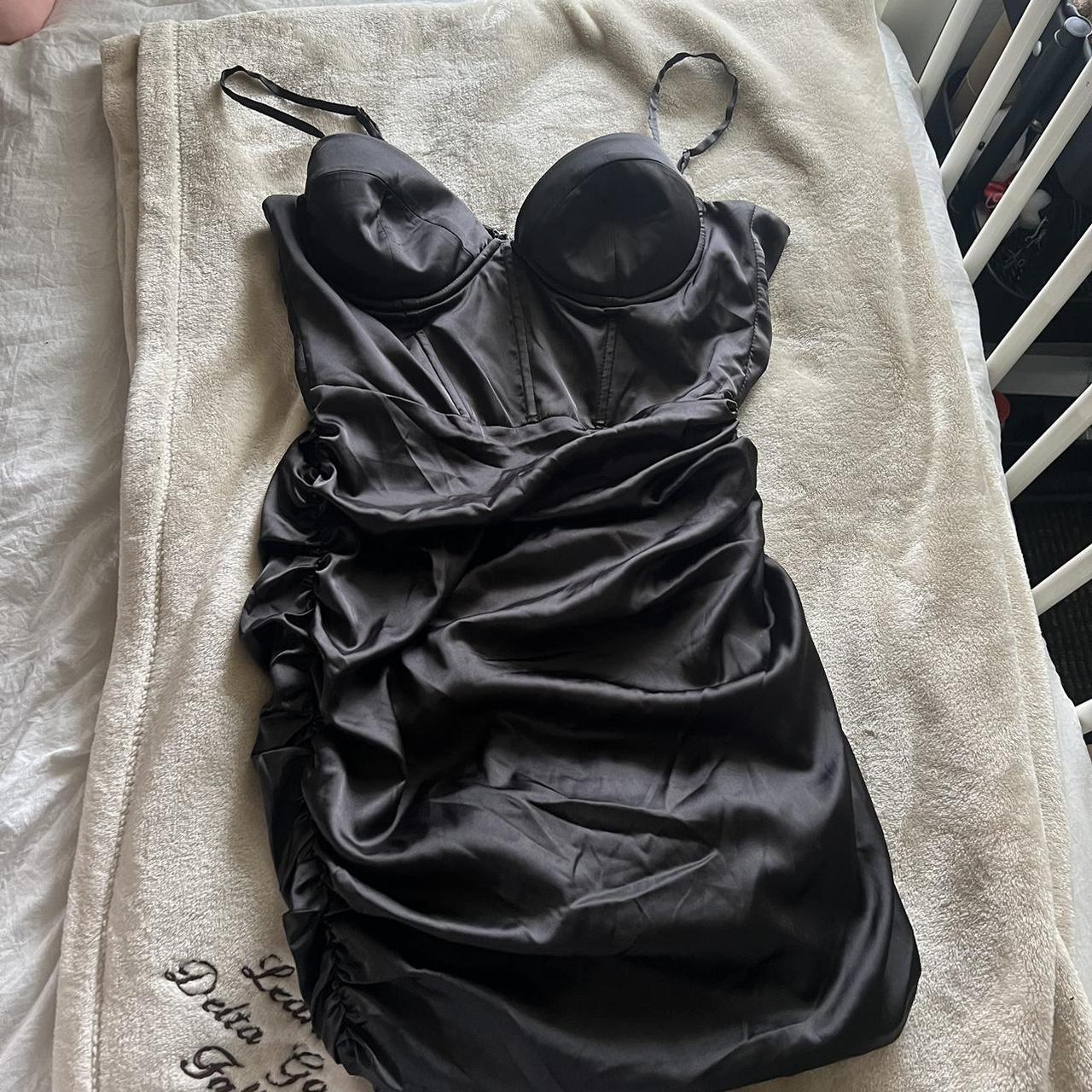 Confident Ruched Corset Mini Dress in Black